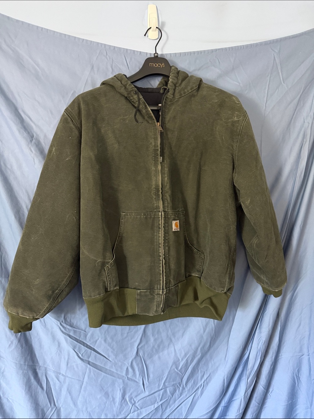 Carhartt Olive Hooded Canvas Zip Jacket